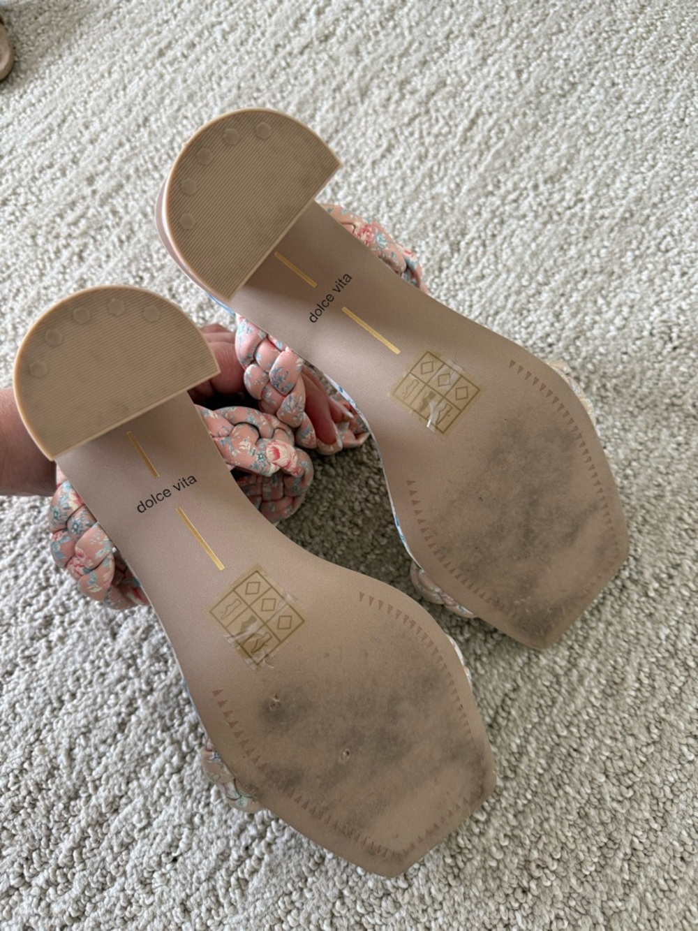 Dolce Vita Pink Floral Braided Block Heel Sandals - Picture 3 of 3